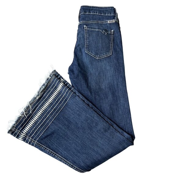Cruel Girl Hannah Women 26L Denim Super Flare Dark Stonewash Embroidered Cowgirl - Picture 4 of 16